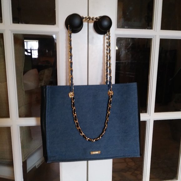 Dream Control Denim & Faux Leather Tote Purse NWT - Picture 2 of 8